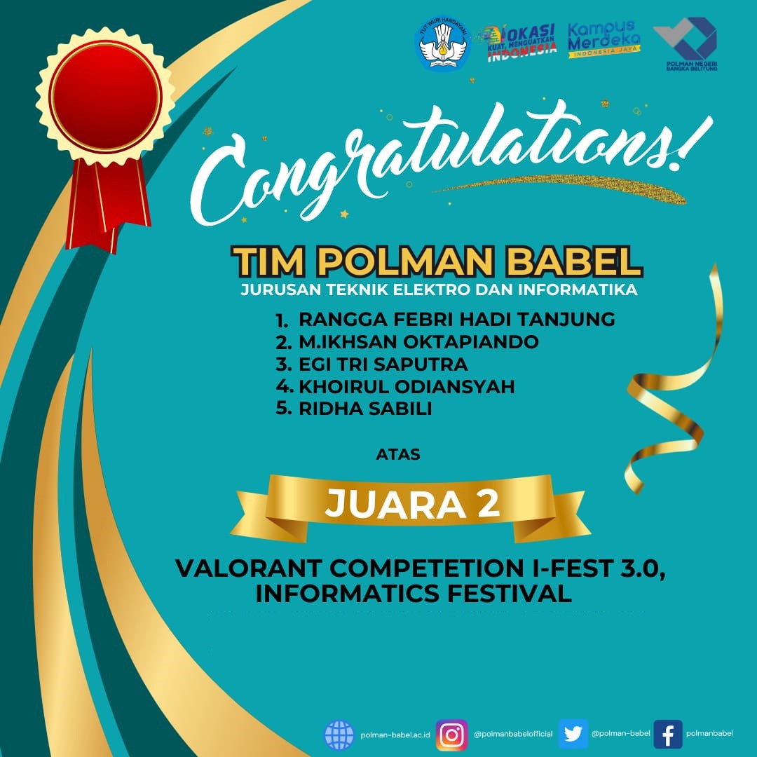 Congratulations, Polman Babel Students Won 2nd Place in the Valorant Competition I-Fest 3.0 Informatics Festival